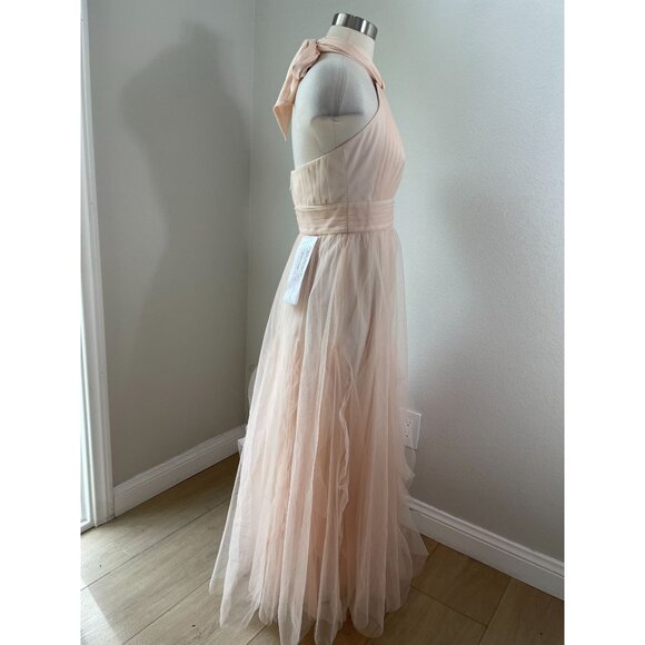 NEW BCBGMAXAZRIA Womens 6 Almond Pink Halter Neck Tulle Evening Gown Maxi Dress - Picture 6 of 15